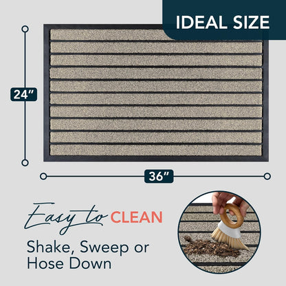 ubdyo Extra Durable Door Mat - Dirt Trapping Outdoor Welcome Mats - Non-Slip Outdoor Indoor Entrance - Low Profile Front Doormat (30" x 17", Bright Brown)
