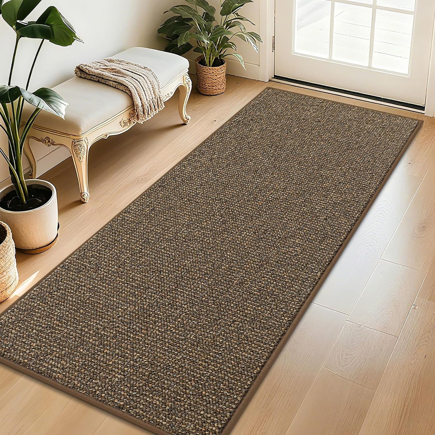 BEQHAUSE Dirt Trapper Door Mat 20" x 32", Non-Slip Washable Doormats Entrance Mat, Dirt Resistant and Absorbent Welcome Mat, Low Profile Floor Mats for Front Back Door and Entryway, Beige