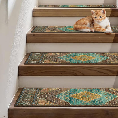 sarben Non Slip Stair Treads for Wooden Steps 15PCS - 8"x30" Indoor Safety Carpet, Edging Mats with TPE Adhesive Backing, Pet and Elderly Friendly Stair Rugs (Taupe) - Colors B