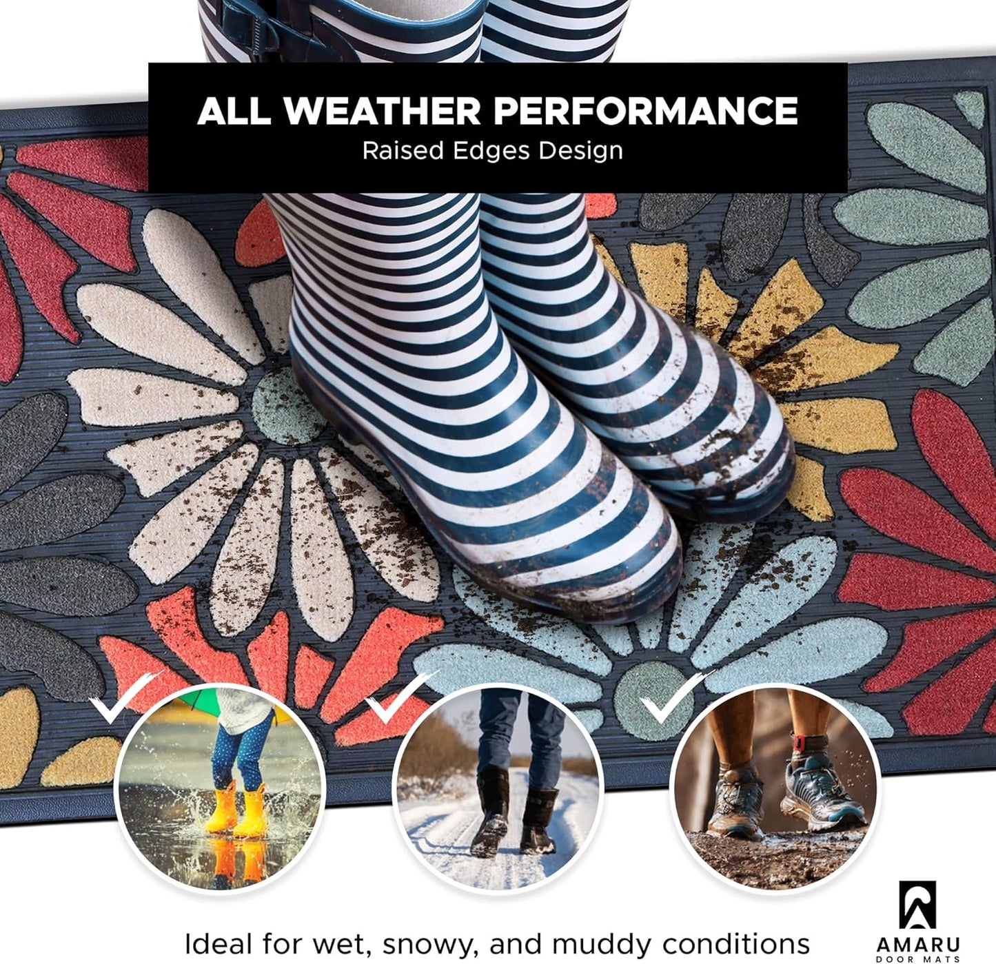 Extra Durable, Superior Absorption, Front Door Mat for Outdoor & Indoor - Welcome Mat for Entryway, Entrance, Patio, Porch - Waterproof, Non-Slip Backing, Coarse Fibers (Scales,17x29)