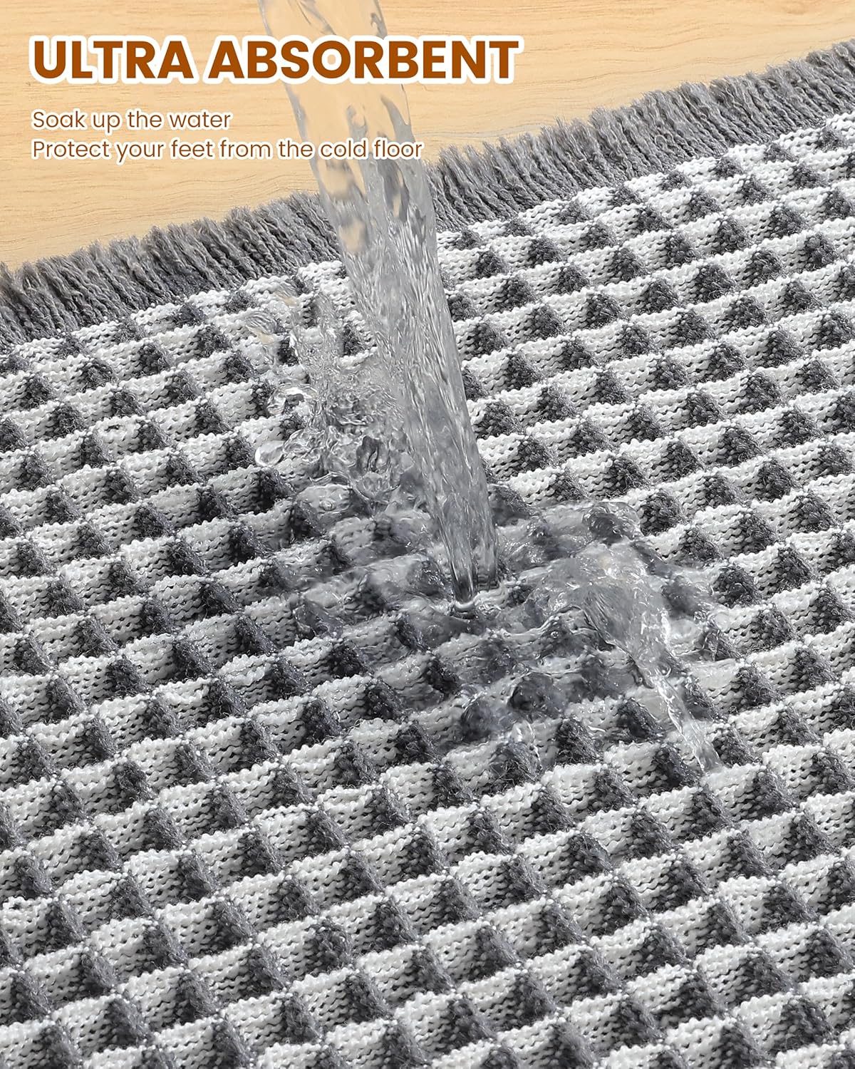 Smiry Waffle Bath Mat 30x20, Extra Soft Absorbent Bathroom Rugs, Non Slip Machine Washable Quick Dry Bath Rugs for Bathroom Floor, Tub, Shower, Home Decor Accessories, Brown