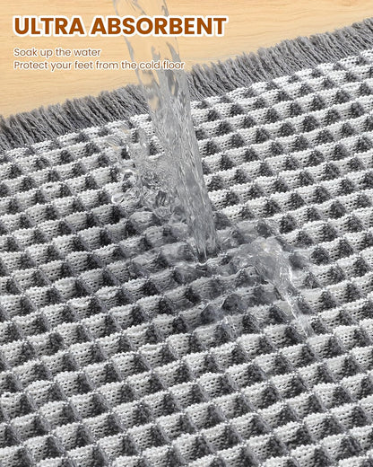 Smiry Waffle Bath Mat 30x20, Extra Soft Absorbent Bathroom Rugs, Non Slip Machine Washable Quick Dry Bath Rugs for Bathroom Floor, Tub, Shower, Home Decor Accessories, Brown