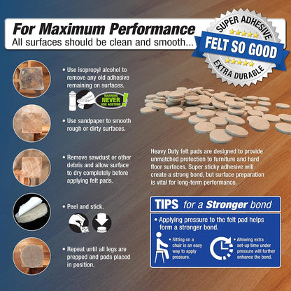 Felt So Good 8803E Self Adhesive Felt Furniture Pads 2", Beige, 48 Pack