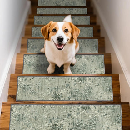 Non Slip Stair Treads for Wooden Steps, 15 Pack 8"x30" Washable Carpet | 8x30 in soft chenille polyester stair treads with reusable TPE backing for indoor wood stairs, dogs, kids, and seniors