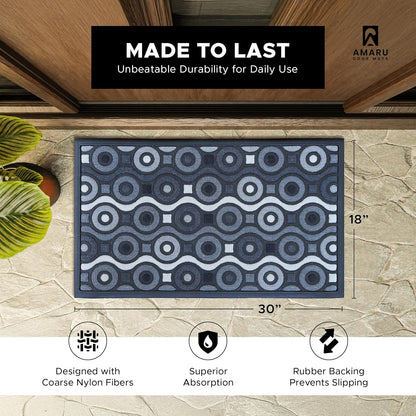 Extra Durable, Superior Absorption, Front Door Mat for Outdoor & Indoor - Welcome Mat for Entryway, Entrance, Patio, Porch - Waterproof, Non-Slip Backing, Coarse Fibers (Scales,17x29)