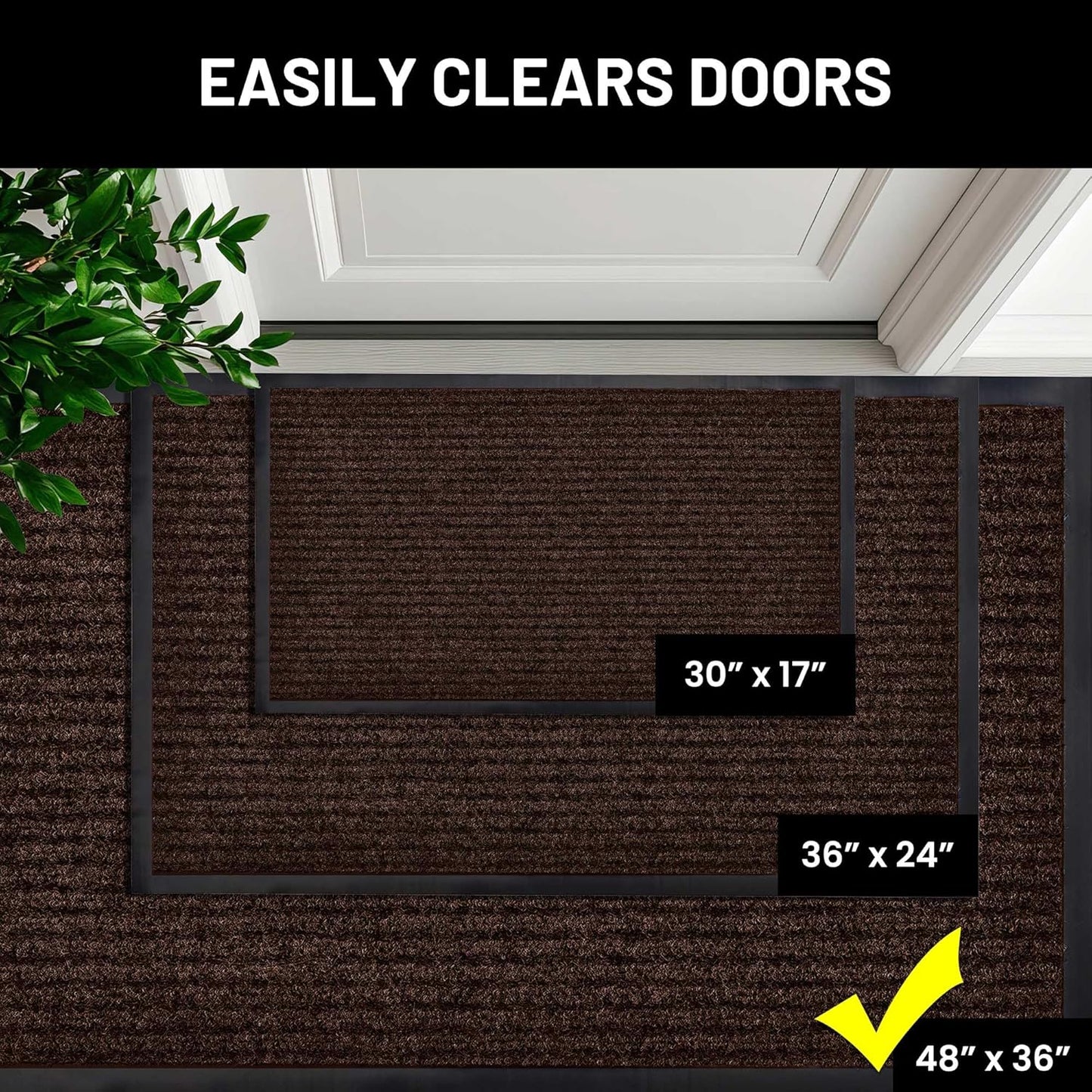 Sierra Concepts Front Door Mat Welcome Floor Mats - Entryway Indoor Outdoor Entrance Doormat, Patio, Porch, Muddy Shoe, Inside Outside Low Profile, 30x17 inches, 2-Pack Gray