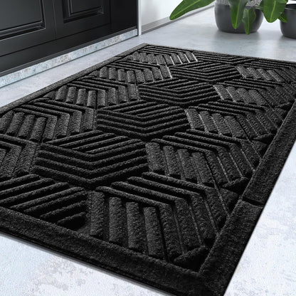 Yimobra Front Door Mat, All-Season Waterproof Outdoor Mat for Entrance with Drainage Holes, Heavy Duty Non-Slip Doormat for Garage Patio Entryway Indoor, 29.5x17, Red