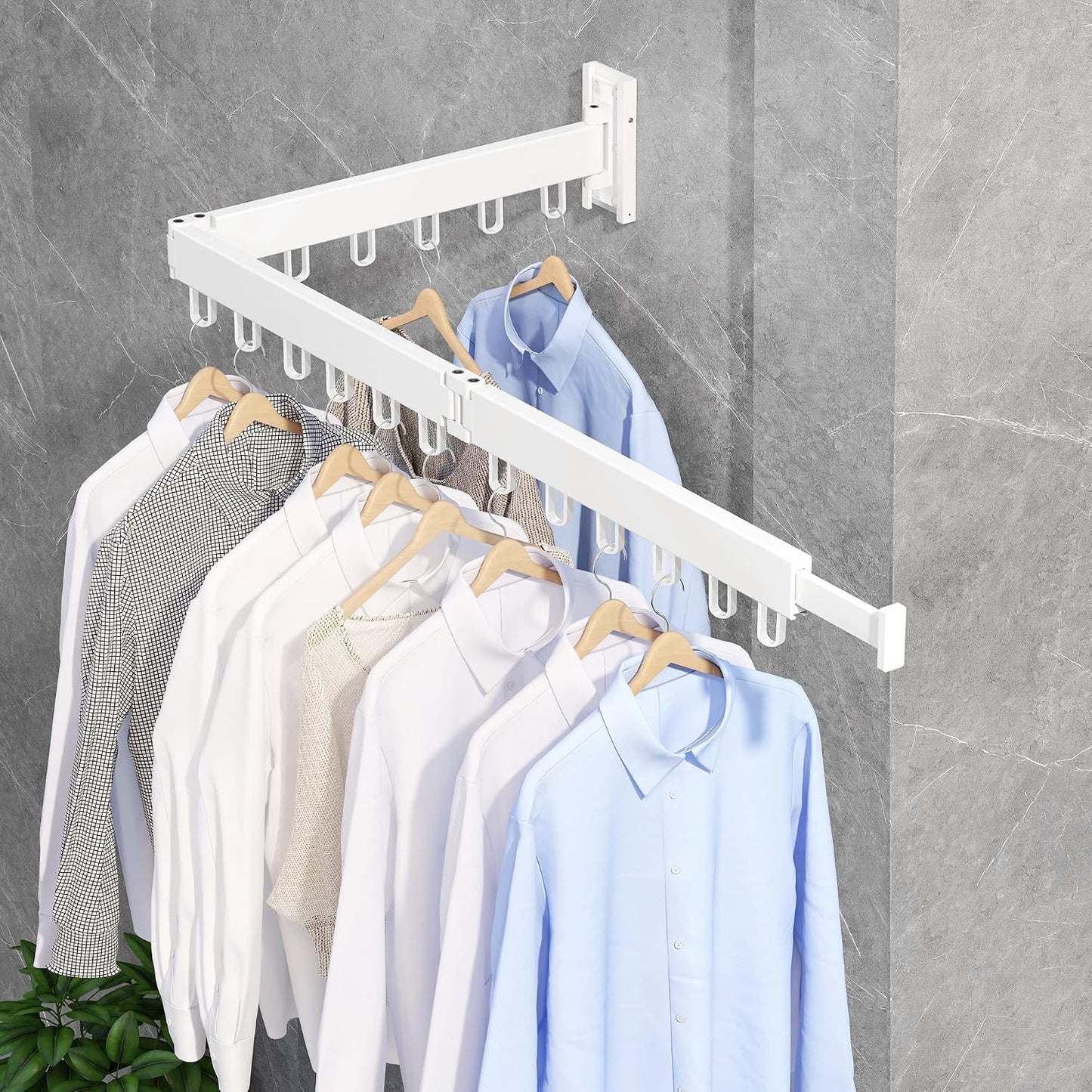ZdwCyl Clothes Drying Rack Wall Mounted,Drying Rack Clothing,Clothes Hanging Rack,Retractable,Collapsible(Tri-Fold), White Color(Ring)