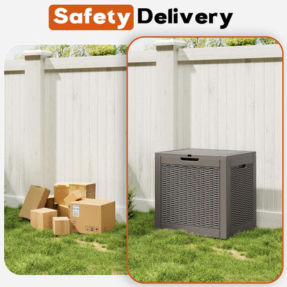 Outdoor Storage Box, Resin Deck Boxes Indoor and outdoor, Waterproof Storage Box Lockable Lid (Black, 85 Gallon)
