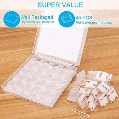 Adhesive Cable Clips White (60 PCS), Upgraded Wire Clips for Cable Management, Strong Cord Clips Wire Holders for The Wall, Under Desk, Led Strip, Electric Wires, Ethernet Cable Clips_Small