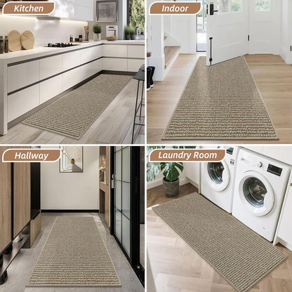 BEQHAUSE Dirt Trapper Door Mat 20" x 32", Non-Slip Washable Doormats Entrance Mat, Dirt Resistant and Absorbent Welcome Mat, Low Profile Floor Mats for Front Back Door and Entryway, Beige