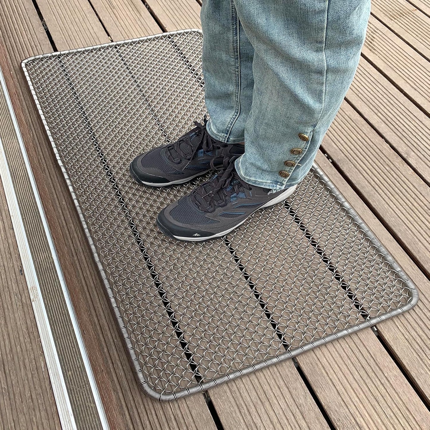 Metal Scraper Doormat, Waterproof, All Weather Heavy Duty Outdoor Entry Doormat 19.5x39.5