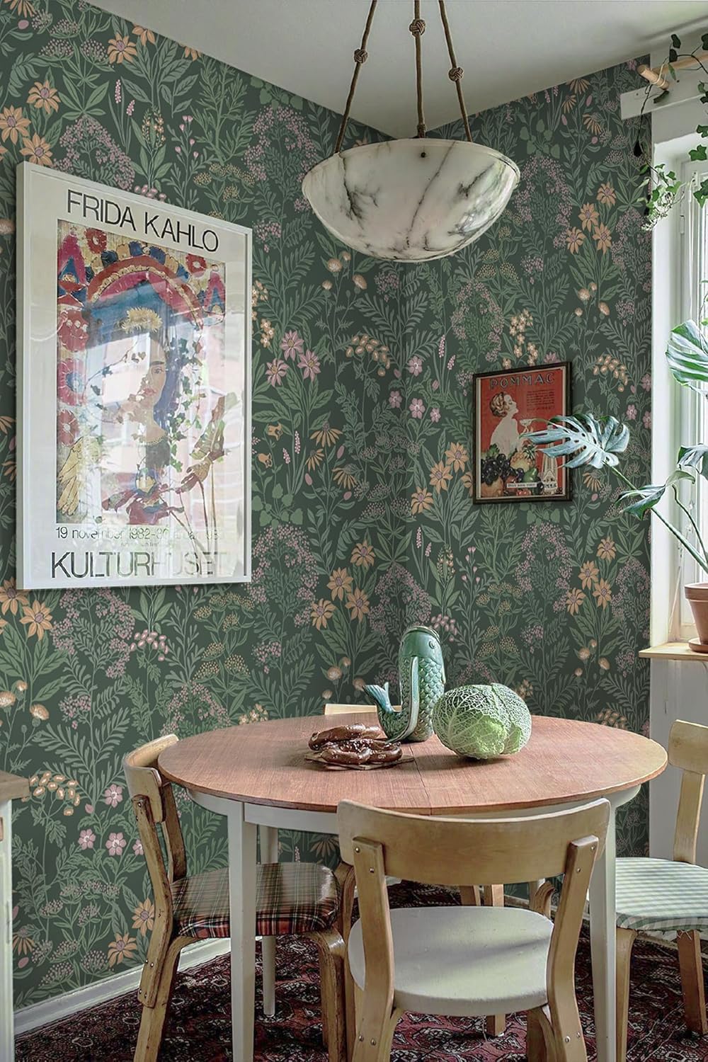 Safiyya Peel and Stick Wallpaper Floral Green and White Leaf Contact Paper for Cabinets 17.3"x 78.7" Self Adhesive Removable Wallpaper for Bathroom Renter Friendly Wall Paper Vinyl Roll