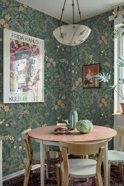 Safiyya Peel and Stick Wallpaper Floral Green and White Leaf Contact Paper for Cabinets 17.3"x 78.7" Self Adhesive Removable Wallpaper for Bathroom Renter Friendly Wall Paper Vinyl Roll