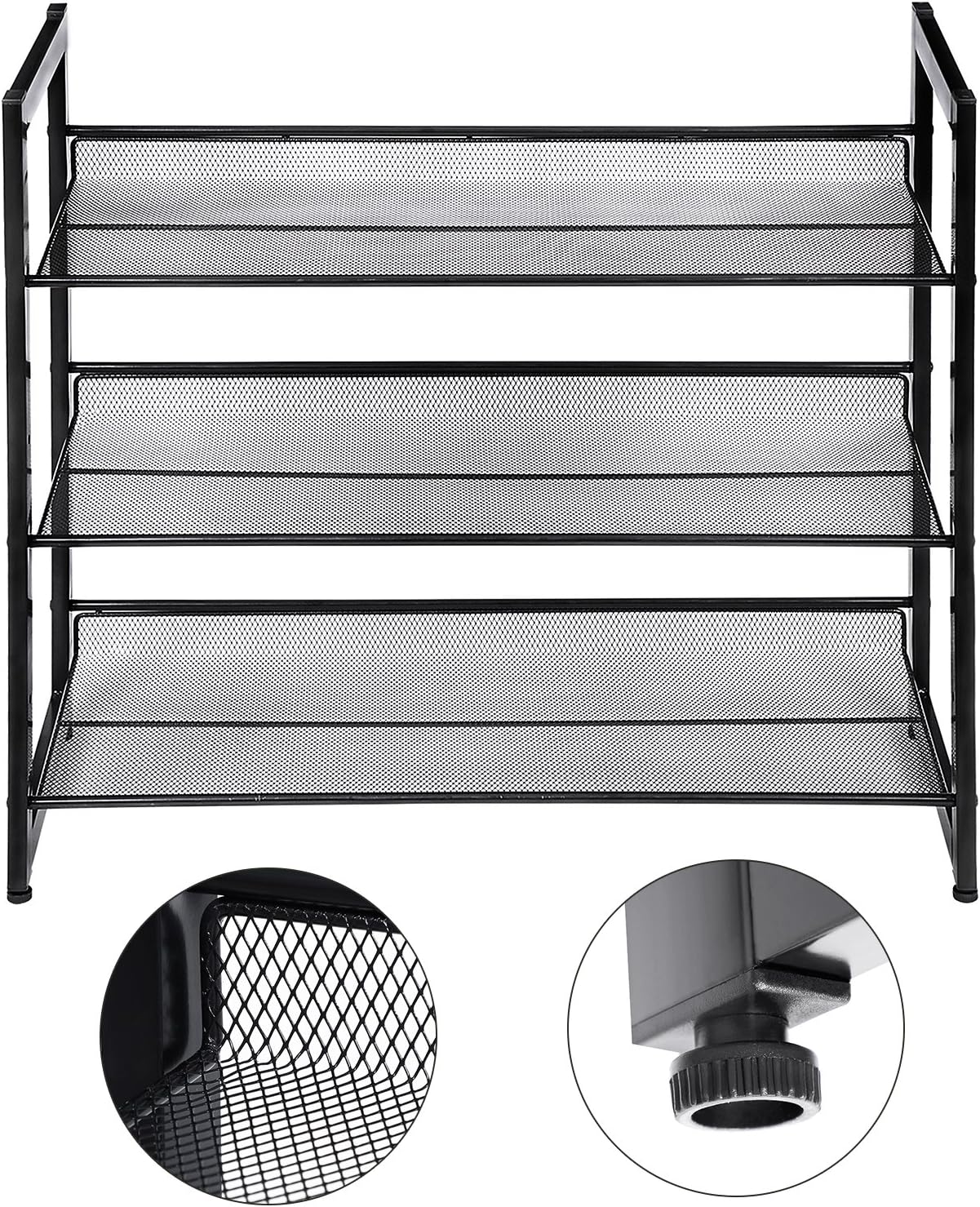 SONGMICS Shoe Rack, 12-Tier Shoe Organizer, Metal Shoe Storage for Garage, Entryway, Set of 2 6-Tier Stackable Shoe Shelf, with Adjustable Flat or Angled Shelves, Holds 48-60 Pairs, Black ULMR12B
