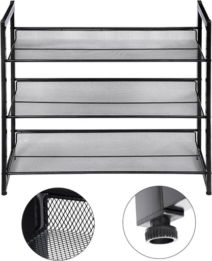 SONGMICS Shoe Rack, 12-Tier Shoe Organizer, Metal Shoe Storage for Garage, Entryway, Set of 2 6-Tier Stackable Shoe Shelf, with Adjustable Flat or Angled Shelves, Holds 48-60 Pairs, Black ULMR12B