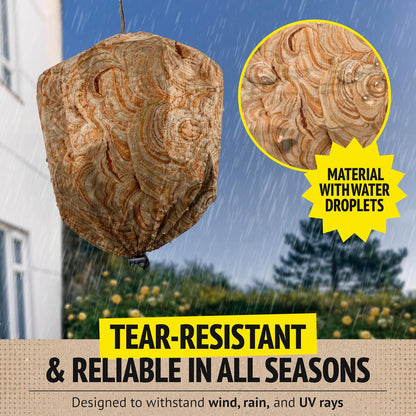 Super Ninja Fake Wasp Nest - 2 Pack, Wasp Nest Decoy for Outdoor Hanging, Yellow Jackets & Bee Repellent Outdoor, Waterproof & Tear-Resistant Deterrent for Patio & Garden