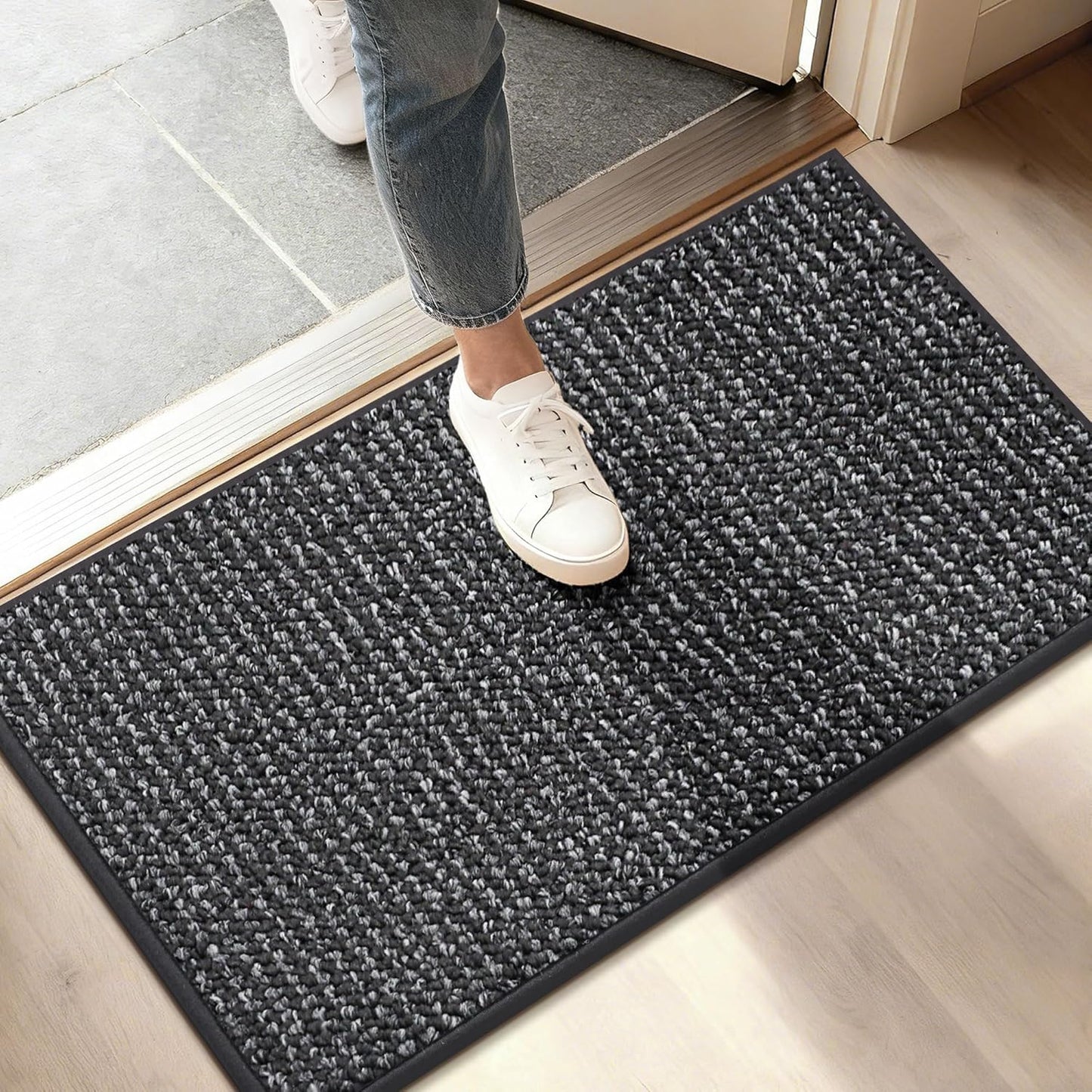 BEQHAUSE Dirt Trapper Door Mat 20" x 32", Non-Slip Washable Doormats Entrance Mat, Dirt Resistant and Absorbent Welcome Mat, Low Profile Floor Mats for Front Back Door and Entryway, Beige