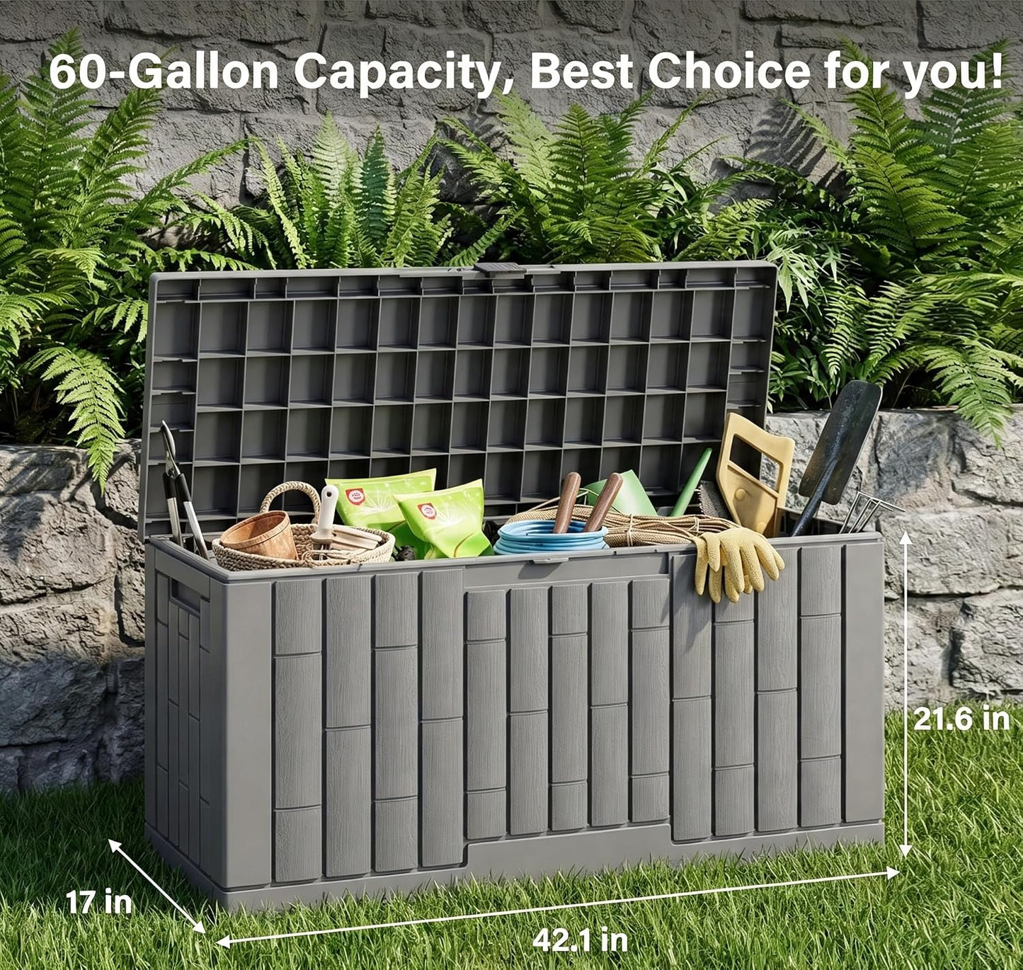 LAUSAINT HOME 320 Gallon Resin Deck Box, Package Delivery Box with Lockable Lid, Waterproof Outdoor Storage Box For Garden Tools, Patio Cushions(320 Gallon,Black)