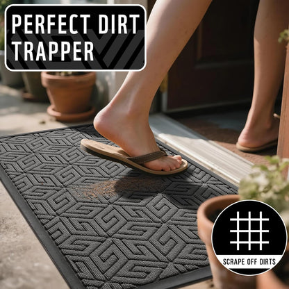 Yimobra Doormat Outdoor Entrance 29.5x17, All-Weather Waterproof Outdoor Mats for Front Door, Non Slip Welcome Door Mat for Patio Proch Outside Entryway Indoor, Black