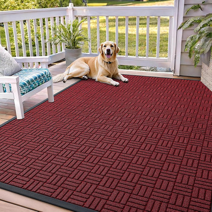 OLANLY Front Door Mat Outside Entrance 29.5x17, Absorbent, Heavy Duty Sturdy Natural Rubber Doormat Indoor Outdoor, Stain and Fade Resistant, Non-Slip Backing Low Profile Floor Mat for Entryway, Grey