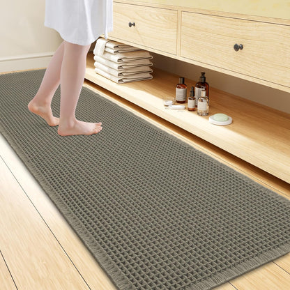 Smiry Waffle Bath Mat 30x20, Extra Soft Absorbent Bathroom Rugs, Non Slip Machine Washable Quick Dry Bath Rugs for Bathroom Floor, Tub, Shower, Home Decor Accessories, Brown