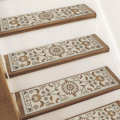 BEQHAUSE Stair Treads for Wooden Steps Non-Slip Machine Washable Carpet Stair Treads 8"X30" Soft Indoor Stair Runner for Kids Elders and Pets, 100% Polyester, TPE Backing, 15pcs, Grey/Orange