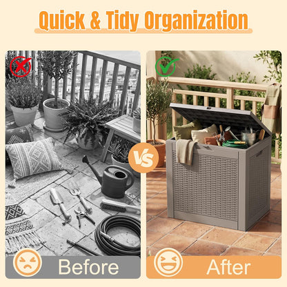 Outdoor Storage Box,38 Gallon Resin Deck Box,Waterproof & UV Resistant Lockable Package Delivery Bin,Toy Cabinet for Indoor & Outdoor