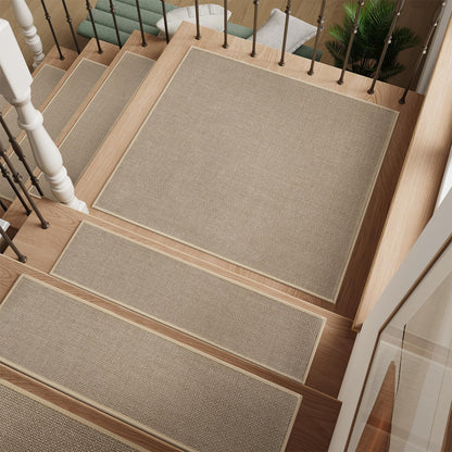 PADOOR Stair-Treads Non Slip 15PCS, Stair Treads for Wooden Steps Rubber Backing Indoor, Stair Carpet Residue Free, Stair Runner Durable Stair Rug for Kids and Dogs 8"x30" Beige