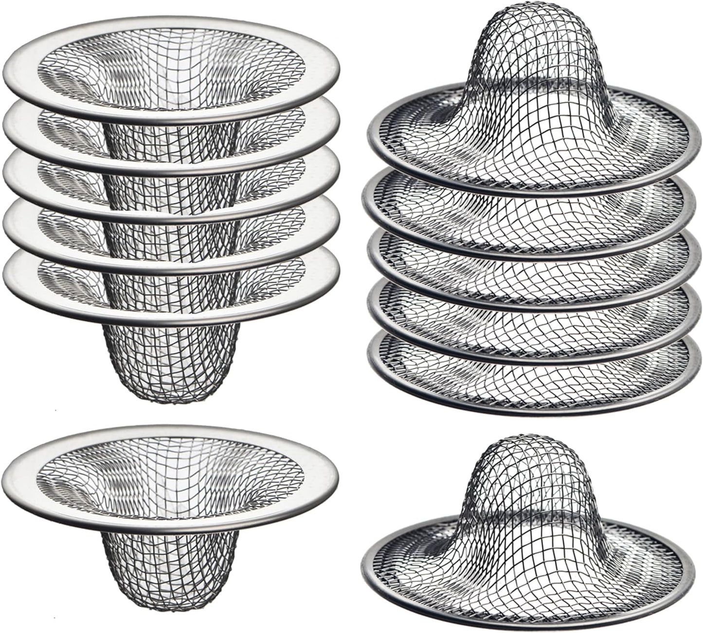 12 Pack - 2.125" Top / 1" Basket- Mesh Sink Drain Strainer Hair Catcher for Bathroom Sink, Utility, Slop, Laundry, RV and Lavatory
