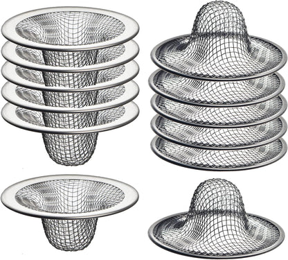 12 Pack - 2.125" Top / 1" Basket- Mesh Sink Drain Strainer Hair Catcher for Bathroom Sink, Utility, Slop, Laundry, RV and Lavatory