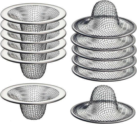 12 Pack - 2.125" Top / 1" Basket- Mesh Sink Drain Strainer Hair Catcher for Bathroom Sink, Utility, Slop, Laundry, RV and Lavatory