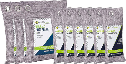 Bamboo Charcoal Bags Odor Absorber (9-Pack) Activated Charcoal Odor Eliminator Bag, Natural Freshener Removes Odors and Moisture, Odor Eliminator for Home, Pets, Shoes, Closet, RV