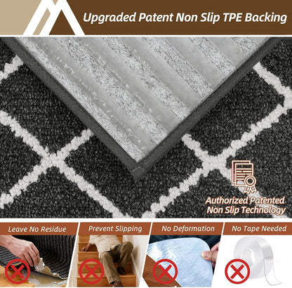 COSY HOMEER Carpet Stair Treads for Wooden Steps Non-Slip Indoor,4pcs, Navy | Peel and Stick,Reusable Adhesive,Residue Free,Washable,Pet Friendly,Soft Stair Runner for Kids,Elders,Multi-Surface Use