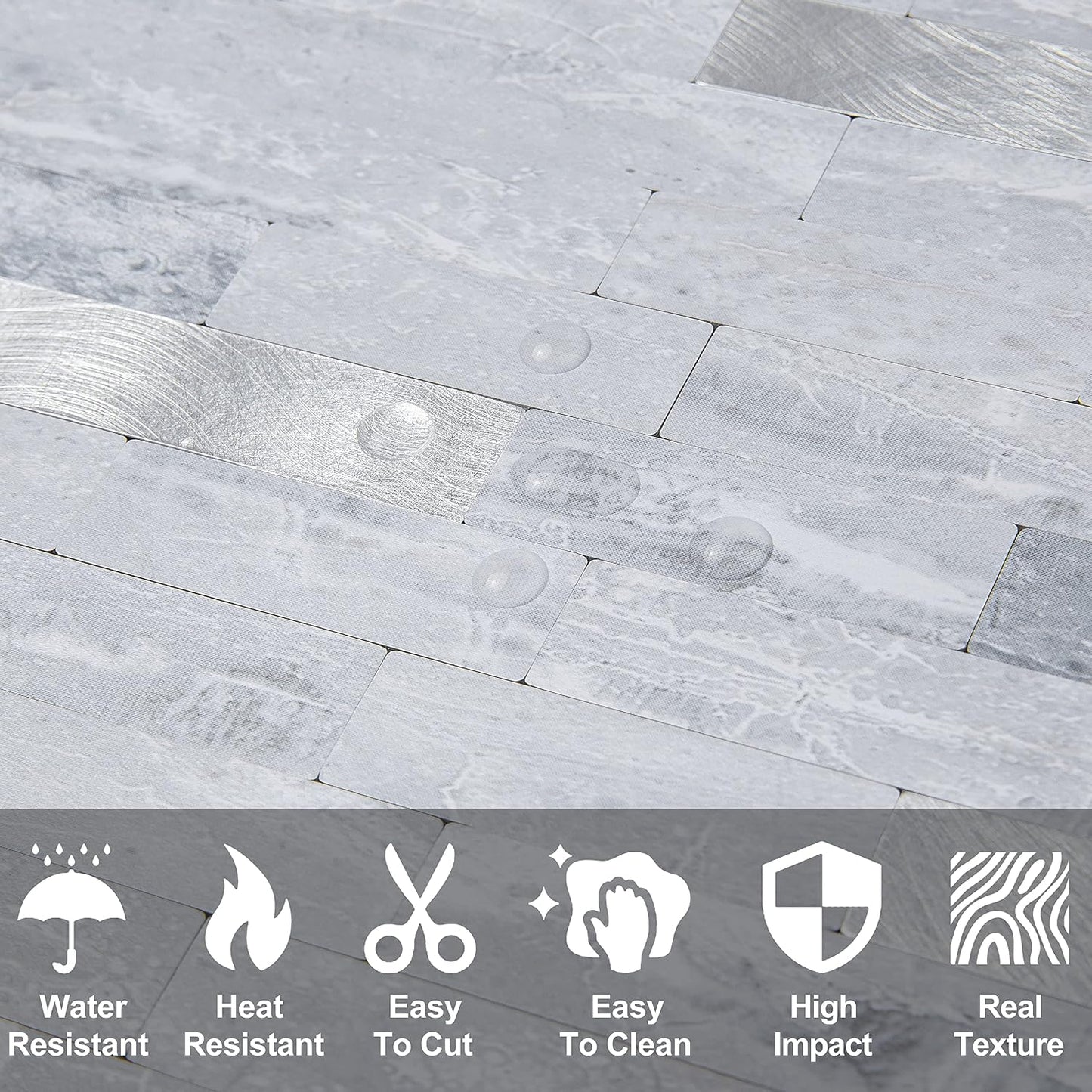 DICOFUN 10-Sheet Peel and Stick Backsplash Wall Tile, PVC Kitchen Backsplash Peel and Stick in Sandstone, 9.4 sq.ft