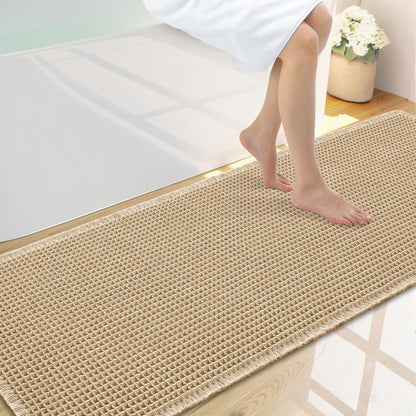 Smiry Waffle Bath Mat 30x20, Extra Soft Absorbent Bathroom Rugs, Non Slip Machine Washable Quick Dry Bath Rugs for Bathroom Floor, Tub, Shower, Home Decor Accessories, Brown