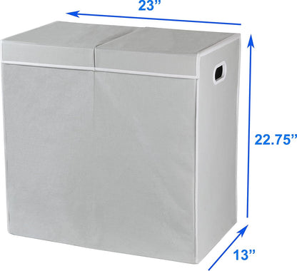 Simple Houseware Double Laundry Hamper with Lid and Removable Bags, Black
