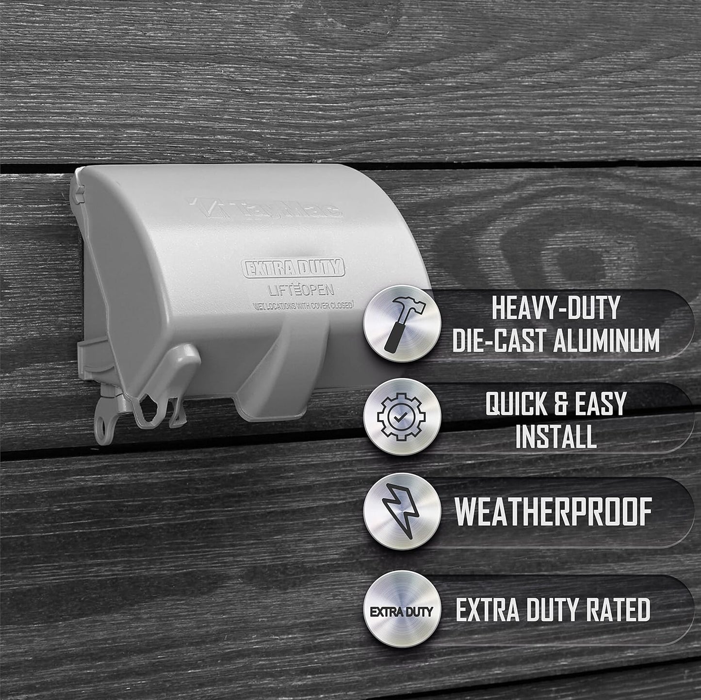 TayMac MX4380S EXTRA DUTY Gray 1-Gang Expandable Weatherproof In-use 3-1/2-in. Electrical Outlet Cover for Home Improvement, Outdoor Outlet Cover for Electrical Box, UFAST Configuration