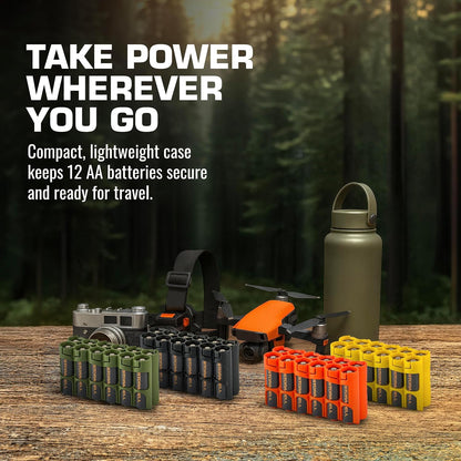AA Battery Storage Caddy by Storacell, Orange, Holds 12 Batteries (Not included)