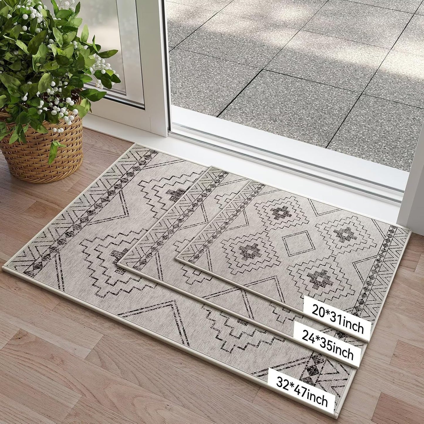Door Mat 17"x30",Door Mat Indoor Entrance Dirt Resistant and Absorbent Non-Slip Rubber Backing Front Door Mats Washable Low-Profile Indoor Mats for Entryway, Inside Entrance Easy Clean Gray