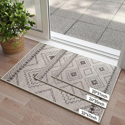 Door Mat 17"x30",Door Mat Indoor Entrance Dirt Resistant and Absorbent Non-Slip Rubber Backing Front Door Mats Washable Low-Profile Indoor Mats for Entryway, Inside Entrance Easy Clean Gray