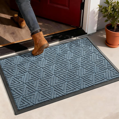 Yimobra Front Door Mat Outside Entrance 29.5x17, Waterproof Heavy Duty Outdoor Mats for Front Door, Non Slip Rubber Entry Mat for Garage Patio Indoor, Grey
