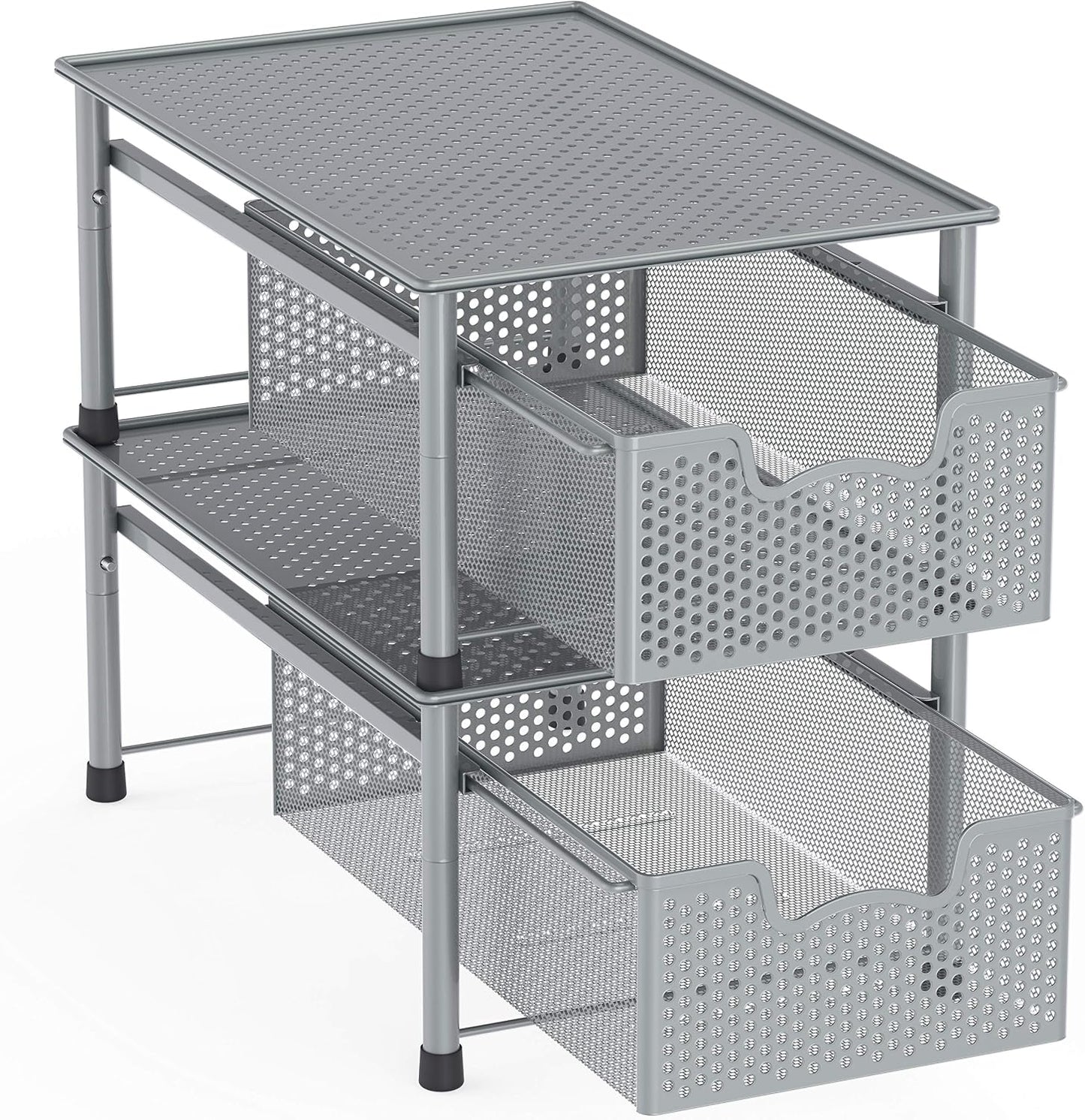 Simple Houseware Stackable 2 Tier Sliding Basket Organizer Drawer, White