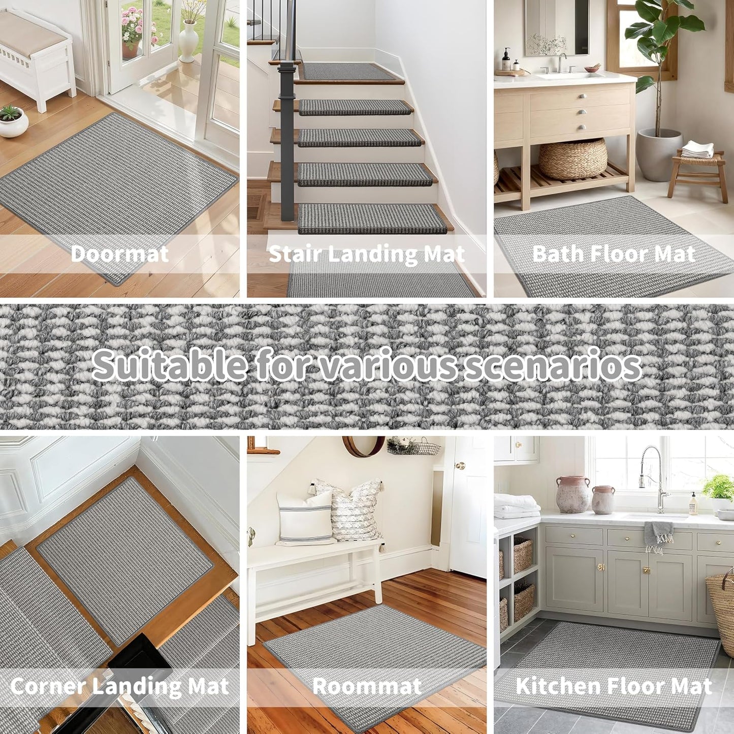 Brakki Bullnose Carpet Stair Treads, Non Slip Stair Treads for Wooden Steps Indoor, Stair Runner, Soft Stair Rugs, Edging Stair Protectors, Washable, 29.5"x9.5"x1.5" 14pcs, Beige