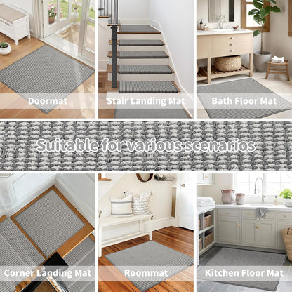 Brakki Bullnose Carpet Stair Treads, Non Slip Stair Treads for Wooden Steps Indoor, Stair Runner, Soft Stair Rugs, Edging Stair Protectors, Washable, 29.5"x9.5"x1.5" 14pcs, Beige