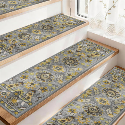 COSY HOMEER Stair Treads for Wooden Steps Non Slip Washable 8" X 30" 4pcs | Self Adhesive,Peel and Stick,Soft Carpet Stair Treads for Kids,Elder,Pet,Residue Free,Reusable Stair Runner,Multi-Surface Use