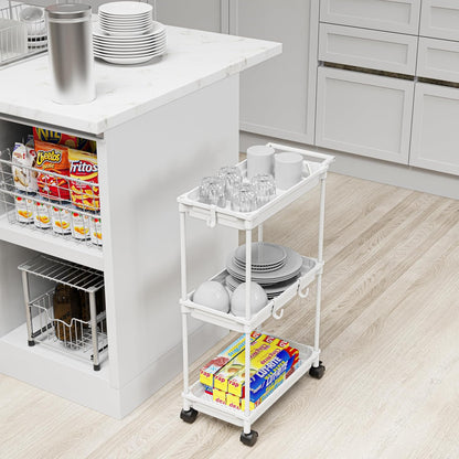 SimpleHouseware Standard 3-Tier Slim Rolling Storage Cart, Black
