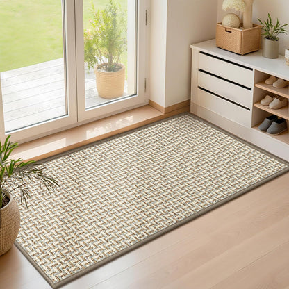LEKEEPGO Ultra Thin Indoor Door Mat 17"x29", Low-Profile Door Mat Indoor Entrance, Non Slip Rubber Backing Inside Doormat Washable Welcome Front Entryway Dirt Trapper Entry Mat, Khaki