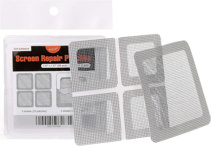 by.RHO Window and Door Screen Repair Patch kit. 25 Patches, (1⅞" x 1⅞" x 20pcs) (3½" x 3½" x 5pcs)