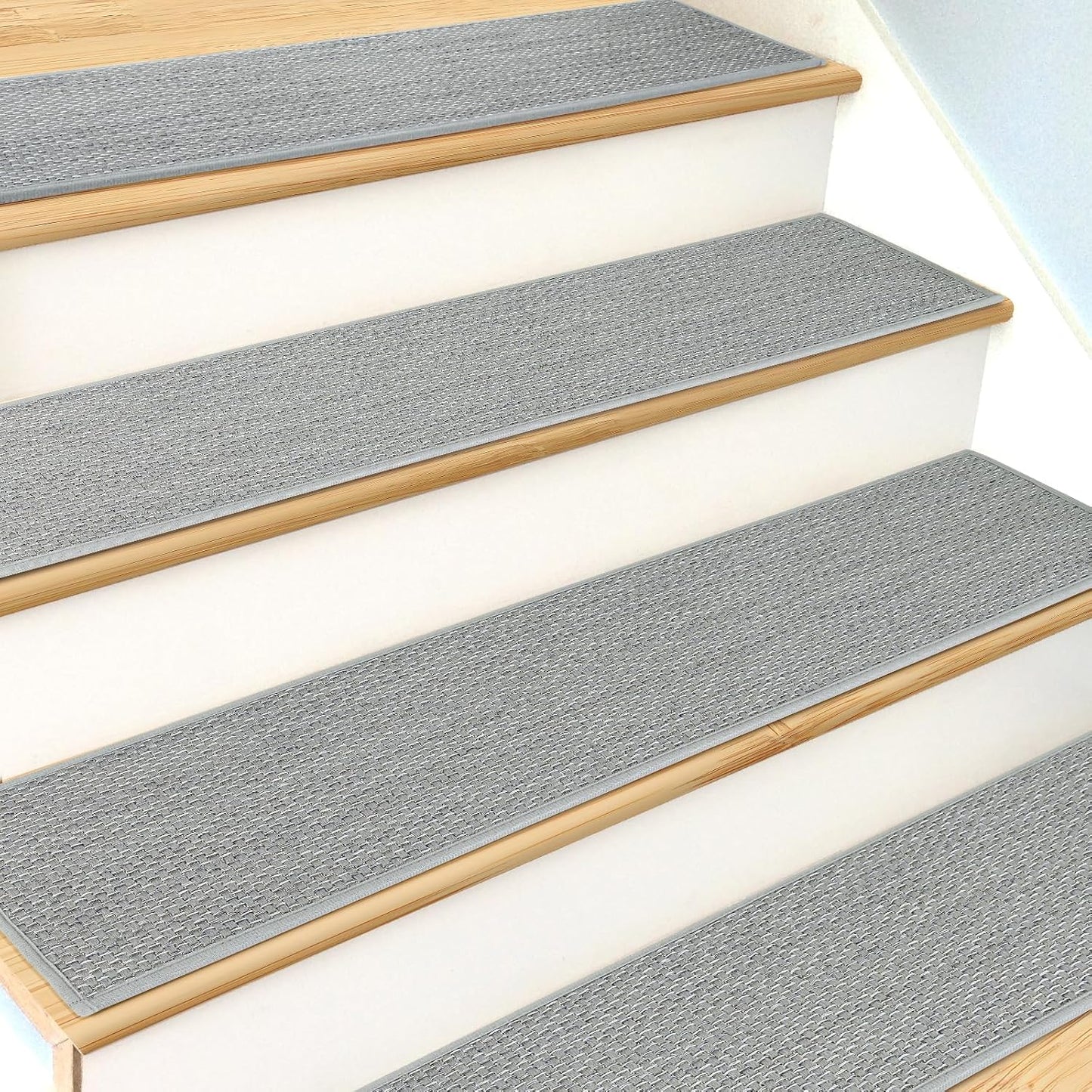 SMILOOL Stair Treads Non Slip for Wooden Steps Indoor 4 Pack 8" X 30" Carpet Stairs Runner for Wood Stairs, Stair Tread Rugs with Reusable Adhesive for Dogs Kids and Elders, Machine Washable, Brown